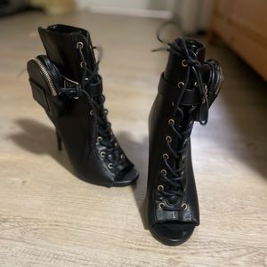 Black bootie heels